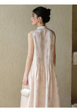 Vivian Peony Pink Jacquard Silk Cheongsam Dress