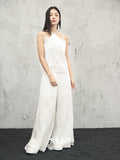 Tang White Lace Wide-Leg Pants Cheongsam