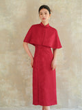 Olympia Cheongsam Red Jacquard Dress