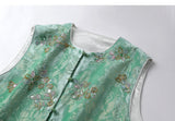 Serpentine Mint Velvet Beaded Cheongsam Vest