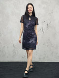 Eminent Black Peony Gradient Cheongsam Dress