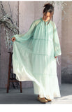 Moonlight Gradient Green Chiffon Cheongsam Dress