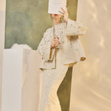 Clarice Light Gray Embellished Cheongsam Coat