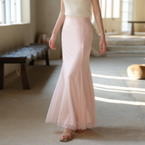 Raya Crabapple Brown Mesh Cheongsam Skirt