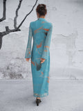 Allure Blue Tassel Frog-Buttons Cheongsam Dress
