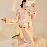 Sonnet 2-Piece Jacquard Vest Pink Skirt Cheongsam Set