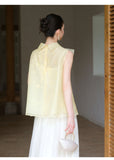 Jonquil Gold Thread Embroidered Cheongsam Top