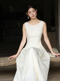 Valencia Foggy Apricot Sequin Embroidered Cheongsam Dress