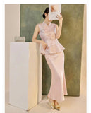 Oleander Lace Embroidered Slim Cheongsam Top