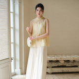 Celandine Light Yellow Embroidered Silk Top Cheongsam