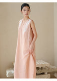 Lady Lotus Pink Lace Embroidered Cheongsam