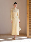 Ines Unique Knitted Jacquard Cheongsam Dress Modern Qipao