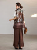 Nicoletta 2-Piece Cocoa Brown Jacquard Cheongsam Set