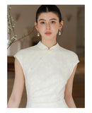Romina Peach Textured Jacquard Cheongsam Dress