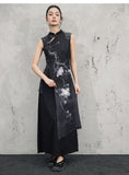 Jade Black Floral Print Cheongsam Dress