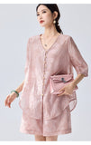 Rosalinda 2-Piece Nude Pink Chiffon Cheongsam Set