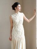 Carlotta Ornamental Sequin Lace Cheongsam Dress Waist Cinching Qipao