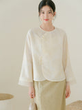 Marcella Honed Jacquard Cheongsam Blouse Gold Woven Qipao