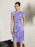 Shine Lavender Jacquard Cheongsam Dress