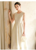 Kaia Cloud Apricot Slim-Fit Cheongsam Dress