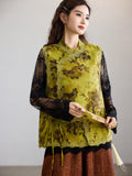 Anemone Yellow Green Lace Cheongsam Vest