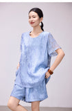 Luster 2-Piece Sky Blue Embroidered Cheongsam Set