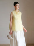 Jonquil Gold Thread Embroidered Cheongsam Top