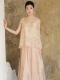 Radiance 2-Piece Light Gold Embroidered Cheongsam Top