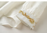 Dazzle Beige Chiffon Beaded Cheongsam Top