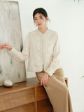 Kristina Crabapple Brown Embroidered Cheongsam Top