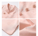 Quintessa Embroidered Peach Fog Cheongsam Dress