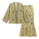 Fabiana 2-Piece Embroidered Jacquard Cheongsam Set