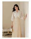 Valentina Warm Sunset Orange Lace Cheongsam Dress