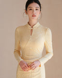 Ines Unique Knitted Jacquard Cheongsam Dress Modern Qipao