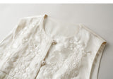 Sebastiana Beige Embroidered Vest Coat Cheongsam
