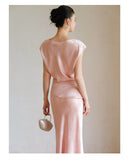 Lavender 2-Piece Light Pink Jacquard Cheongsam Set