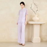 Leandra 2-Piece Purple Embroidered Cheongsam Top