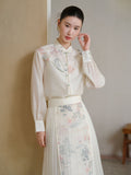 Aristocrat 2-Piece Crabapple Apricot Jacquard Cheongsam Top