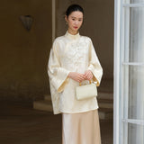 Oriana Cloud Apricot Relaxed Fit Cheongsam Top