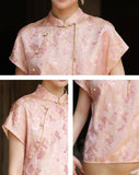 Leandra Cloud Pink Floral Cutout Cheongsam Top