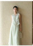Felicia 2-Piece Silk Embroidered Cheongsam Vest