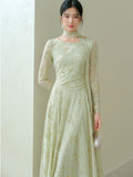 Yasira Willow Embroidered Long Cheongsam Dress