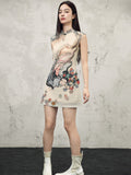 Wilhelmina Warm Yellow Floral Cheongsam Dress
