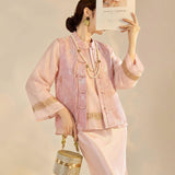 Nina 2-Piece Pink Embroidered Cheongsam Set