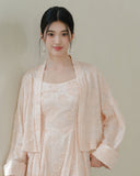 Princess Sonorous Floral Cutout Cheongsam Coat Tie Detail Qipao