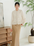 Kristina Crabapple Brown Embroidered Cheongsam Top