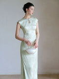 Regent Jade Green Jacquard Cheongsam Dress