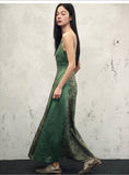 Celandine Green Vintage Print Cheongsam Dress