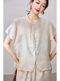 Chateau Champagne Jacquard Cheongsam Top