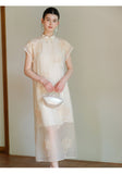 Angelique Warm Jade Pearl Embroidered Cheongsam Dress